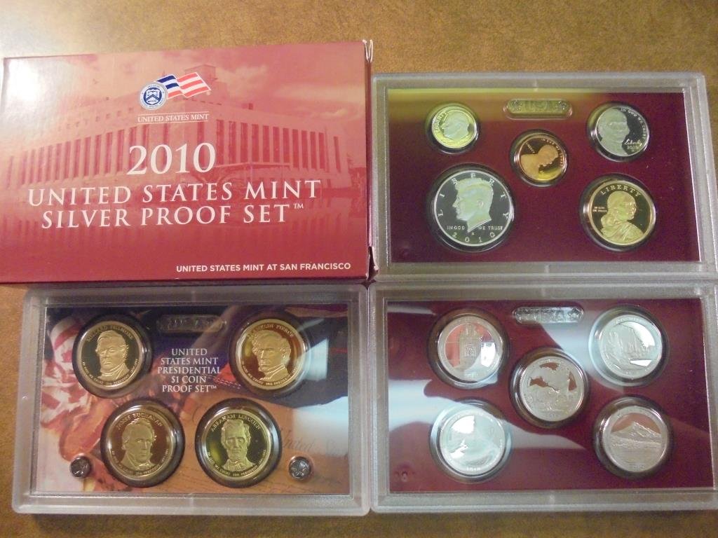 2010 US SILVER PROOF SET (WITH BOX) 14 PIECES INCLUDES (1 of 2)