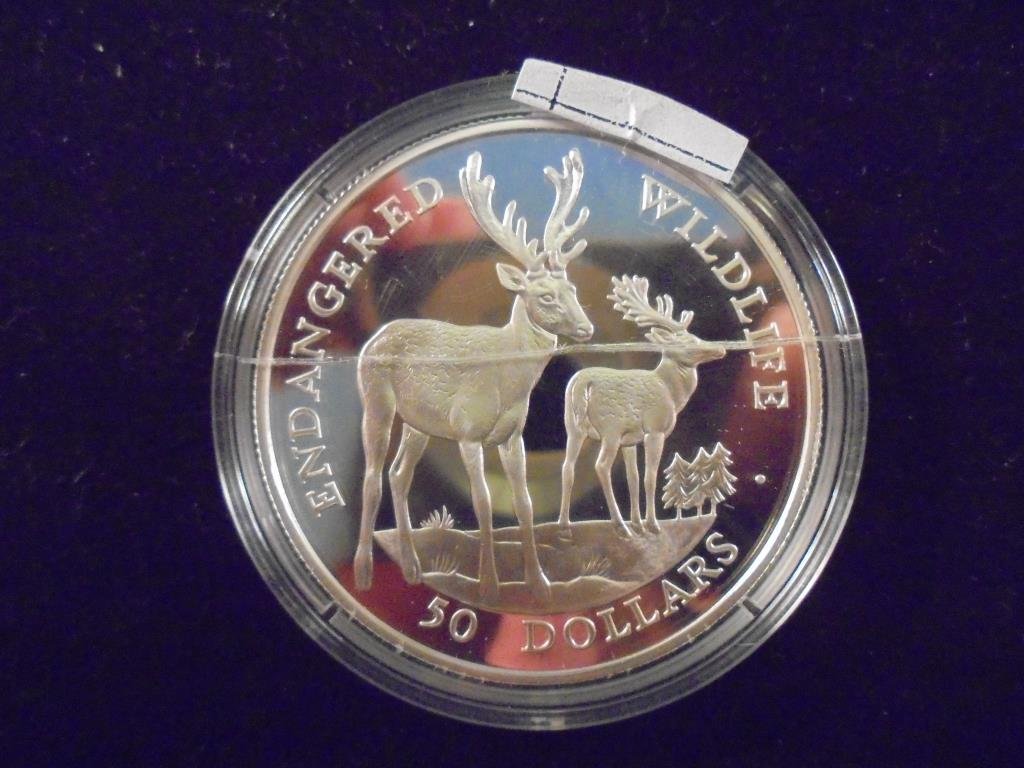 1991 COOK ISLANDS ENDANGERED WILDLIFE $50 SILVER PROOF (1 of 2)