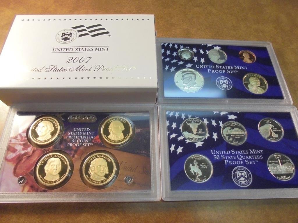 2007 US PROOF SET (WITH BOX) 14 PIECES INCLUDES (1 of 2)