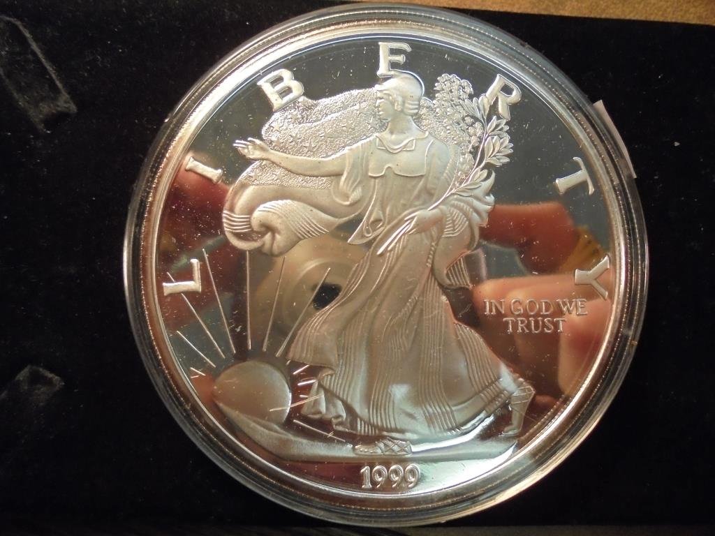 1 POUND .999 FINE SILVER 1999 AMERICAN SILVER EAGLE (1 of 3)