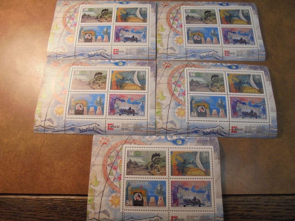 5-CANADA PLATE BLOCKS OF 34 CENT UNUSED STAMPS CAPEX 87 (1 of 1)
