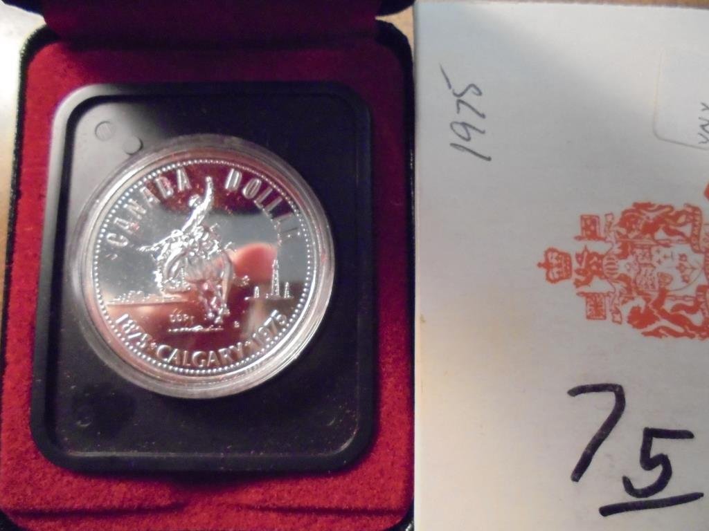 1975 CANADA CALGARY SILVER DOLLAR PROOF .3750 OZ. ASW, (1 of 2)