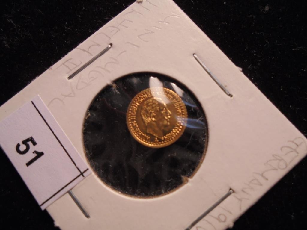 8-10KT GOLD 1910 GERMAN 2 MARKS MINI MEDAL (1 of 2)