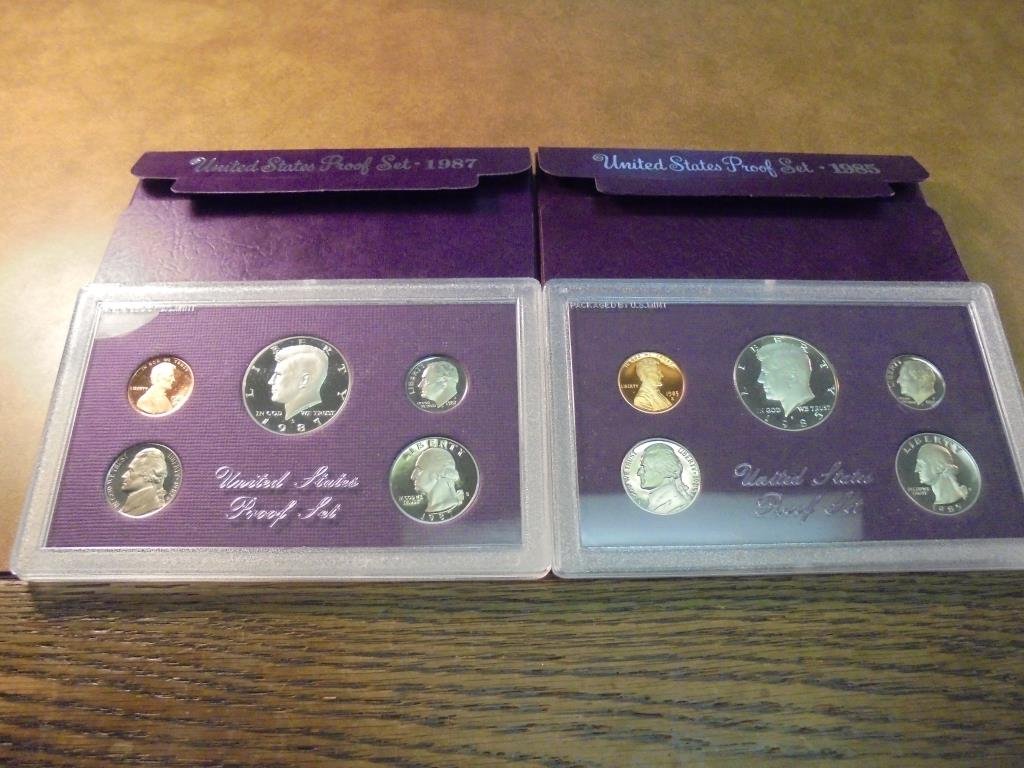 1985 & 1987 US PROOF SETS (WITH BOXES) (1 of 2)