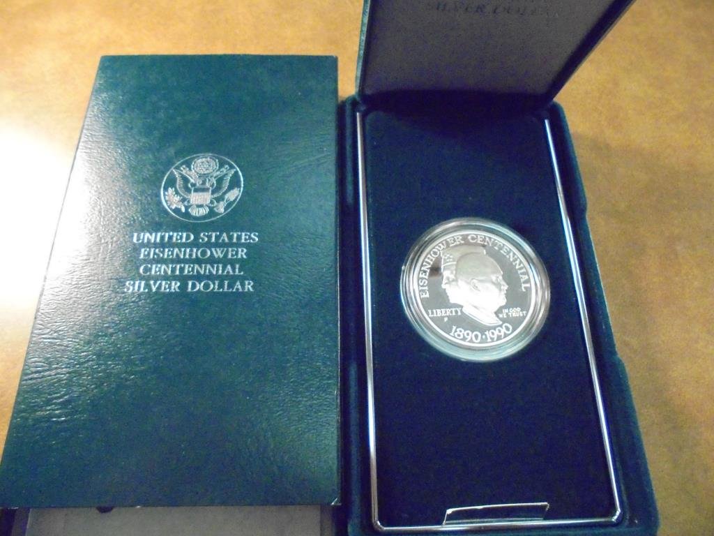 1990-P EISENHOWER CENTENNIAL PF SILVER DOLLAR ORIGINAL (1 of 2)