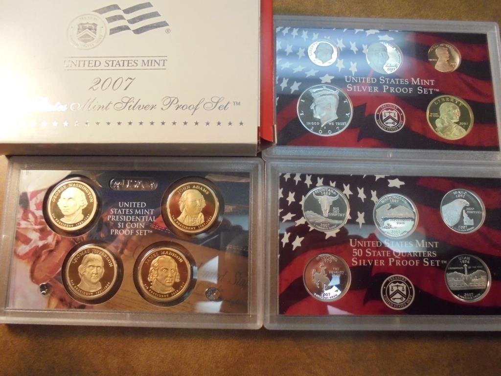 2007 US SILVER PROOF SET (WITH BOX) 14 PIECES INCLUDES (1 of 2)
