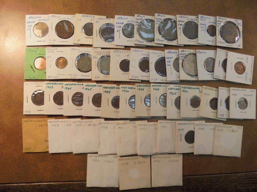 48 ASSORTED MEXICO & NETHERLANDS COINS (1 of 3)