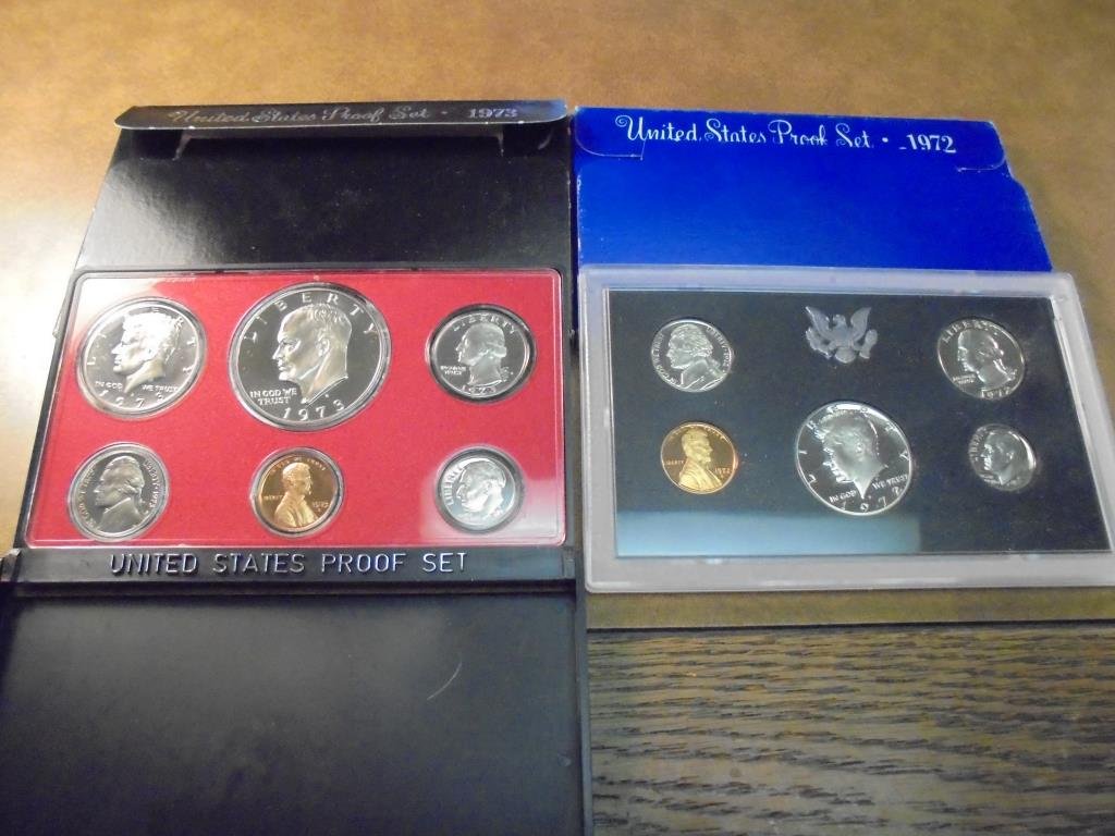 1972 & 1973 US PROOF SETS (WITH BOXES) (1 of 2)