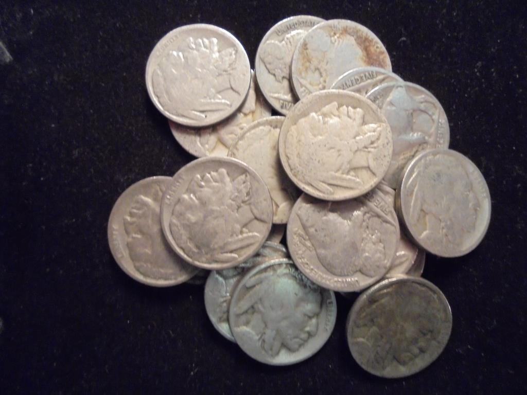 20 ASSORTED 1920'S BUFFALO NICKELS (1 of 1)