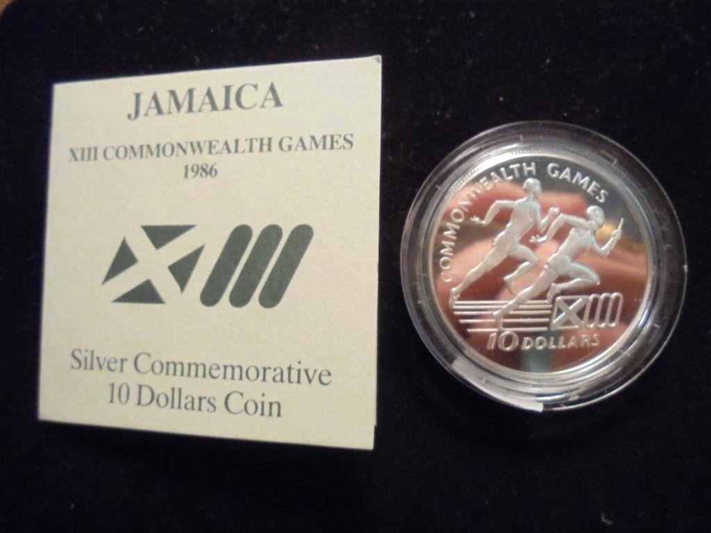 1986 JAMAICA SILVER PROOF $10 XIII COMMONWEALTH GAMES (1 of 2)