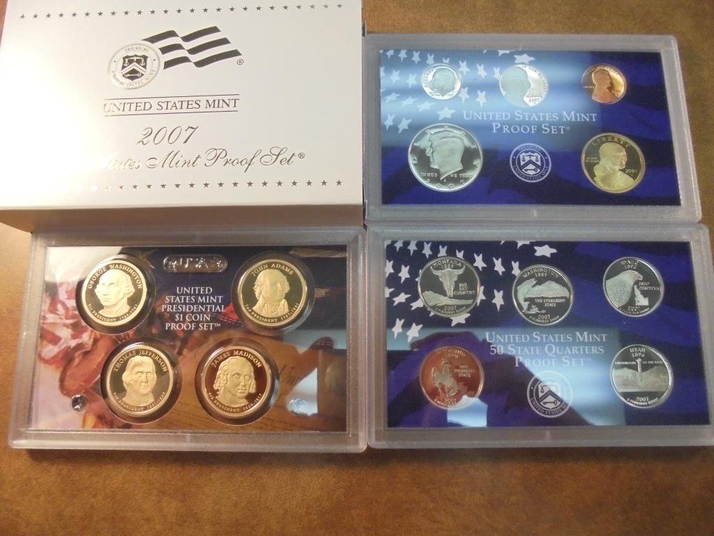 2007 US PROOF SET (WITH BOX) 14 PIECES INCLUDES (1 of 2)