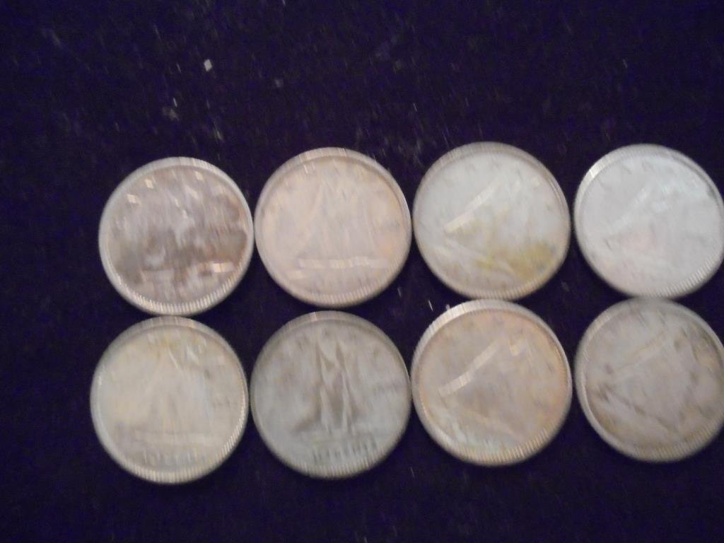 8 ASSORTED CANADA SILVER 10 CENTS (1 of 2)