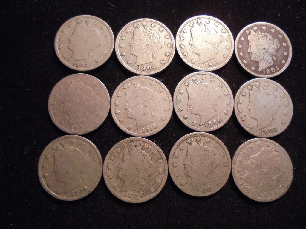 12 ASSORTED LIBERTY "V" NICKELS (1 of 2)