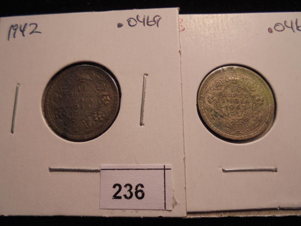 1942 & 1943 INDIA SILVER 1/4 RUPEES (1 of 2)