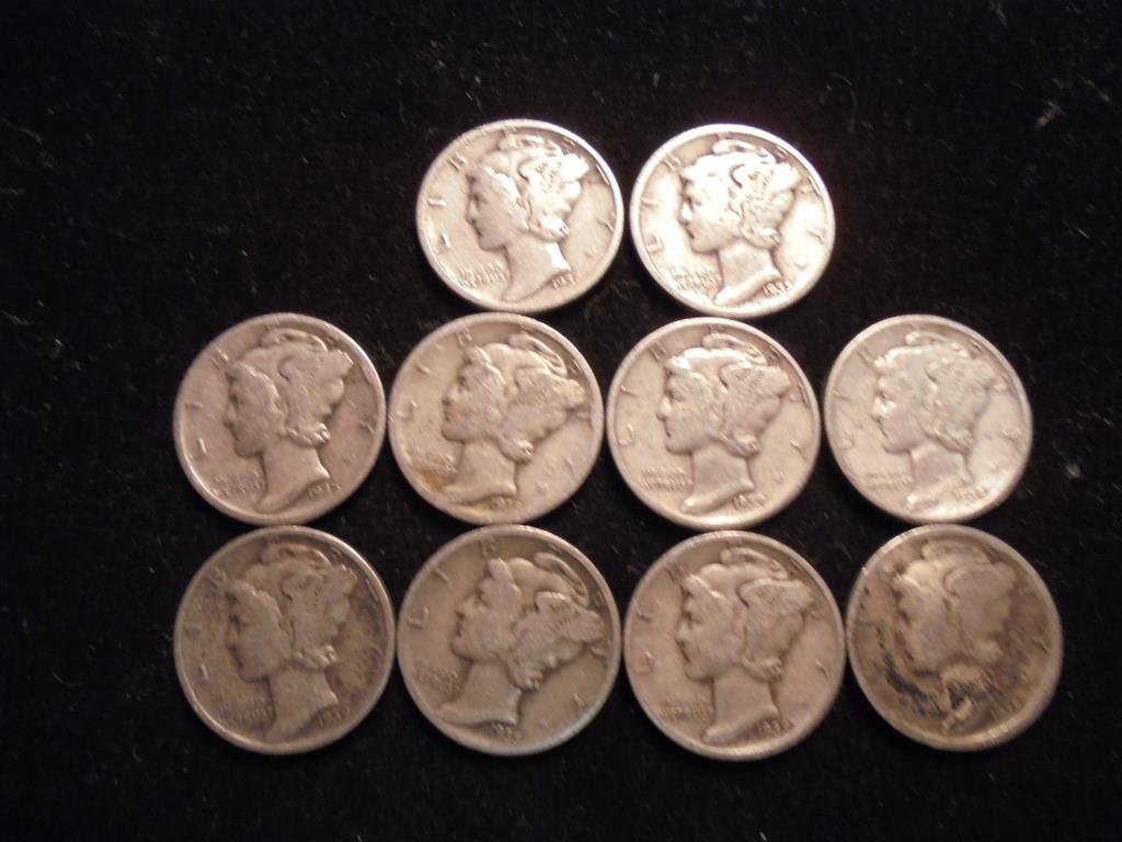 10 ASSORTED 1930'S MERCURY DIMES (1 of 2)