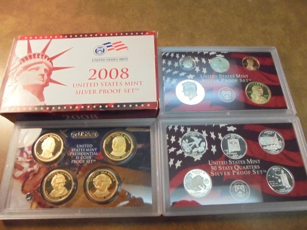 2008 US SILVER PROOF SET (WITH BOX) 14 PIECES INCLUDES (1 of 2)