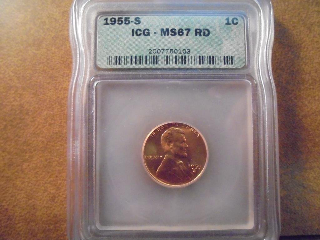 1955-S LINCOLN CENT ICG MS67RD (1 of 2)
