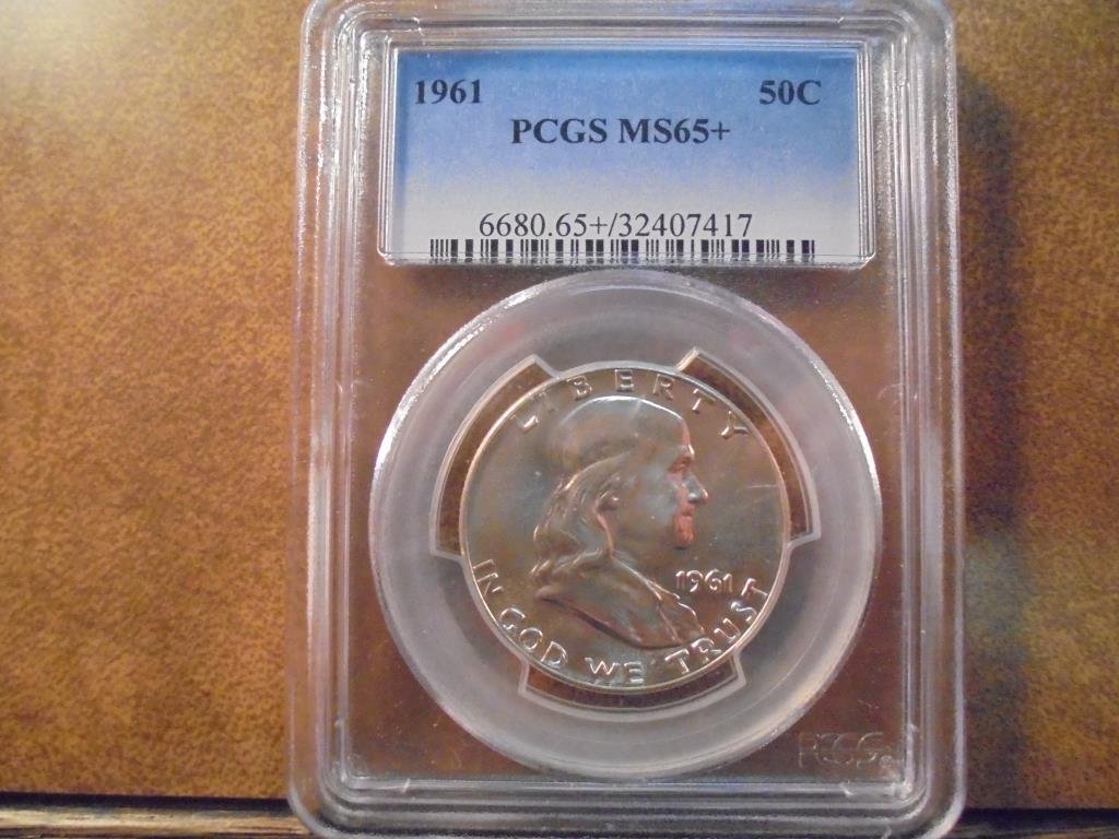 1961 FRANKLIN HALF DOLLAR PCGS MS65+ (1 of 2)