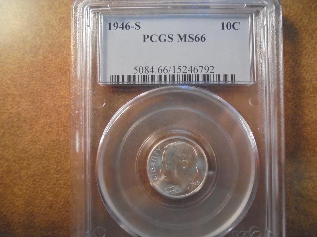 1946-S SILVER ROOSEVELT DIME PCGS MS66 (1 of 2)