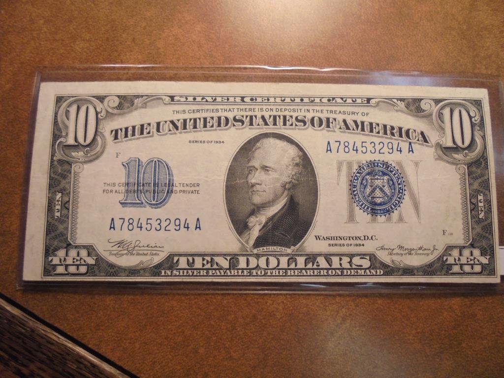 1934 $10 SILVER CERTIFICATE BLUE SEAL (1 of 2)