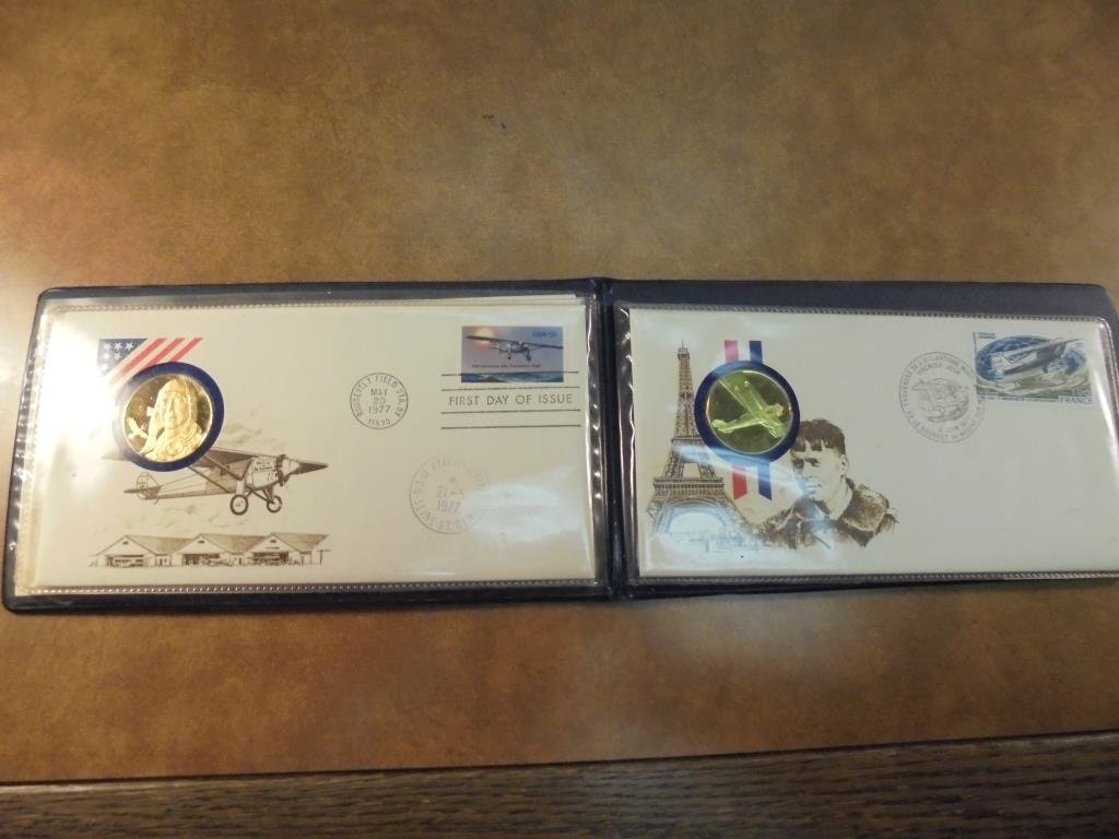 2-CHARLES A. LINDBERGH 1ST DAY COVERS WITH 24KT GOLD (1 of 7)