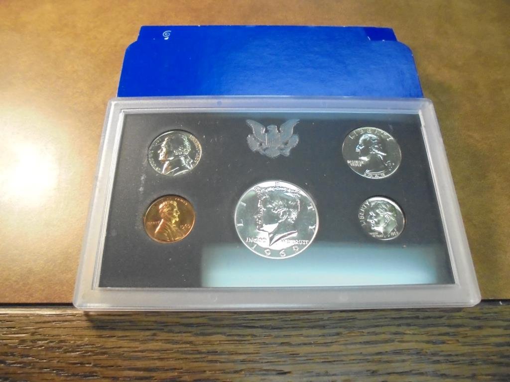 1969 US PROOF SET WITH BOX, 40% SILVER JFK HALF (1 of 2)