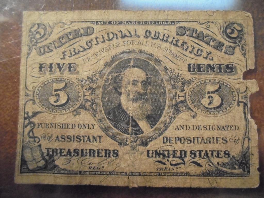 US 5 CENT FRACTIONAL CURRENCY 1863 (1 of 2)