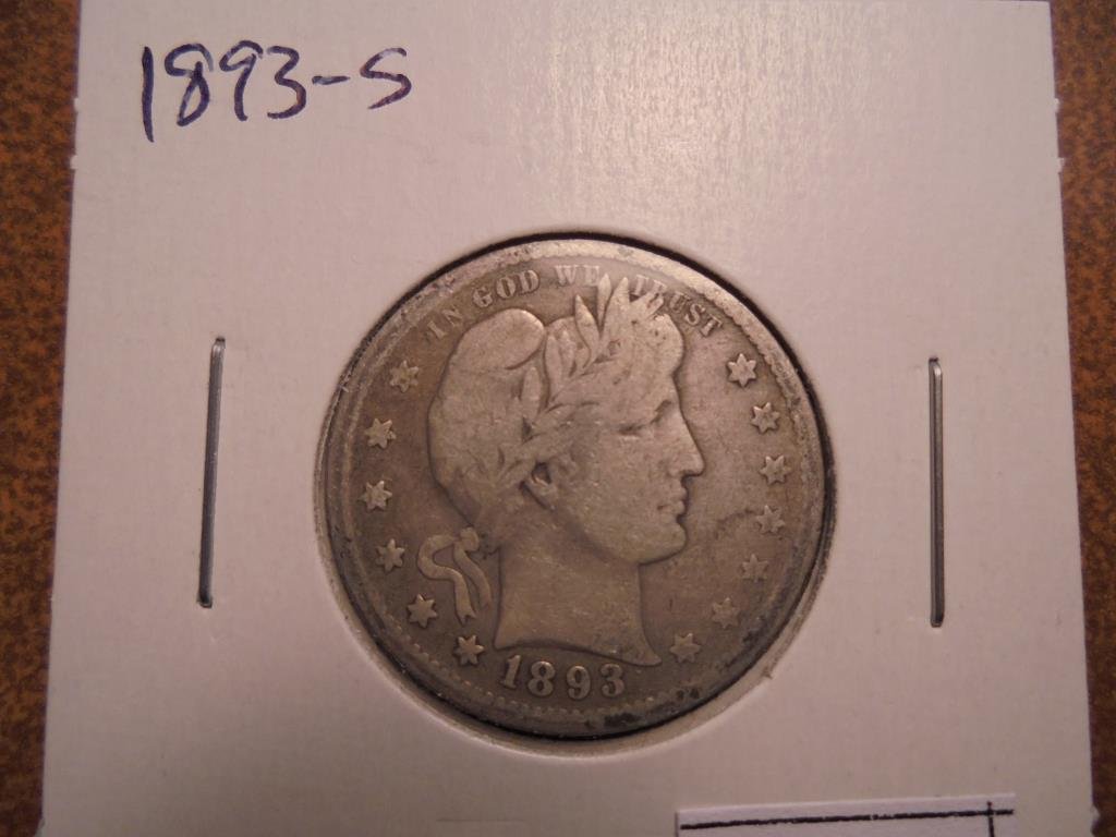 1893-S BARBER QUARTER VERY GOOD BETTER DATE COIN (1 of 2)