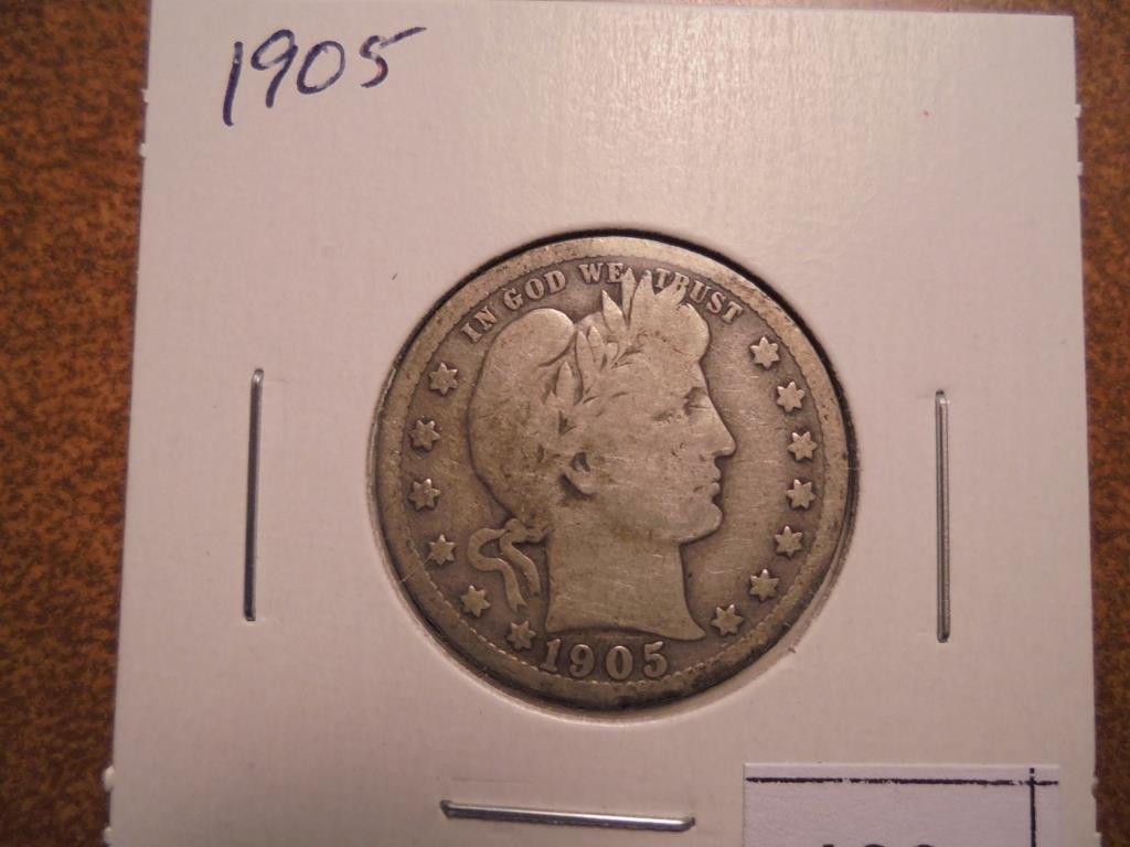 1905 BARBER QUARTER BETTER DATE COIN (1 of 2)