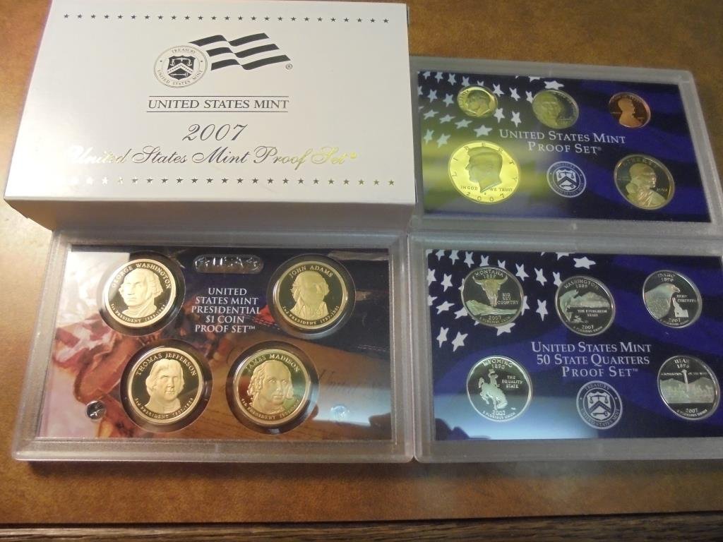 2007 US PROOF SET (WITH BOX) 14 PIECES INCLUDES (1 of 2)