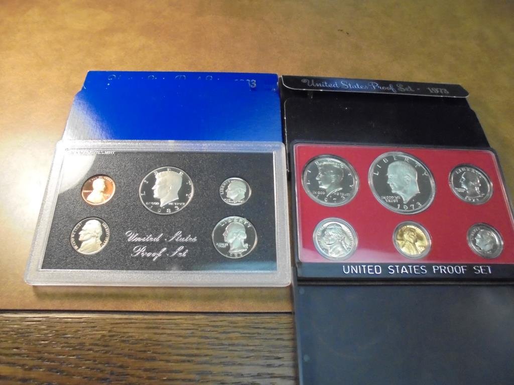 1973 & 1983 US PROOF SETS (WITH BOXES) (1 of 2)