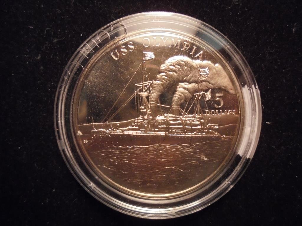 1998 MARSHALL ISLANDS $5 USS OLYMPIA UNC: You must call or email us with your credit card number directly