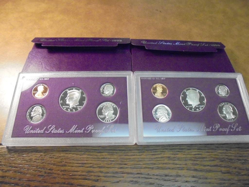 1990 & 1992 US PROOF SETS (WITH BOXES) (1 of 2)