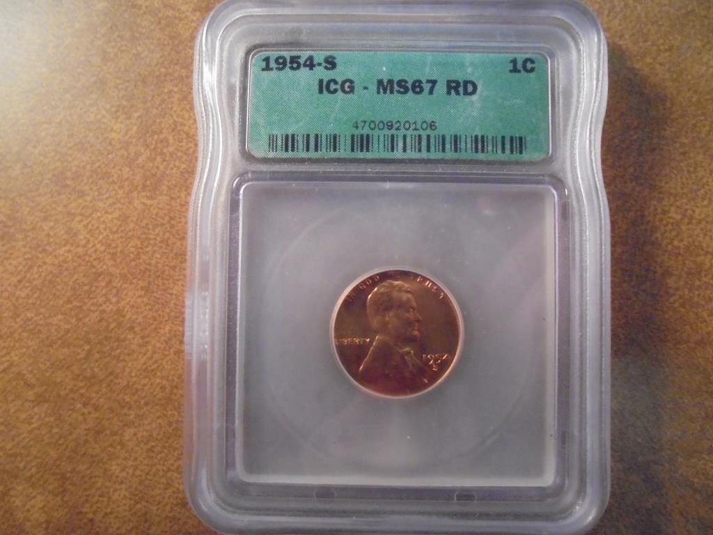 1954-S LINCOLN CENT ICG MS67RD (1 of 2)