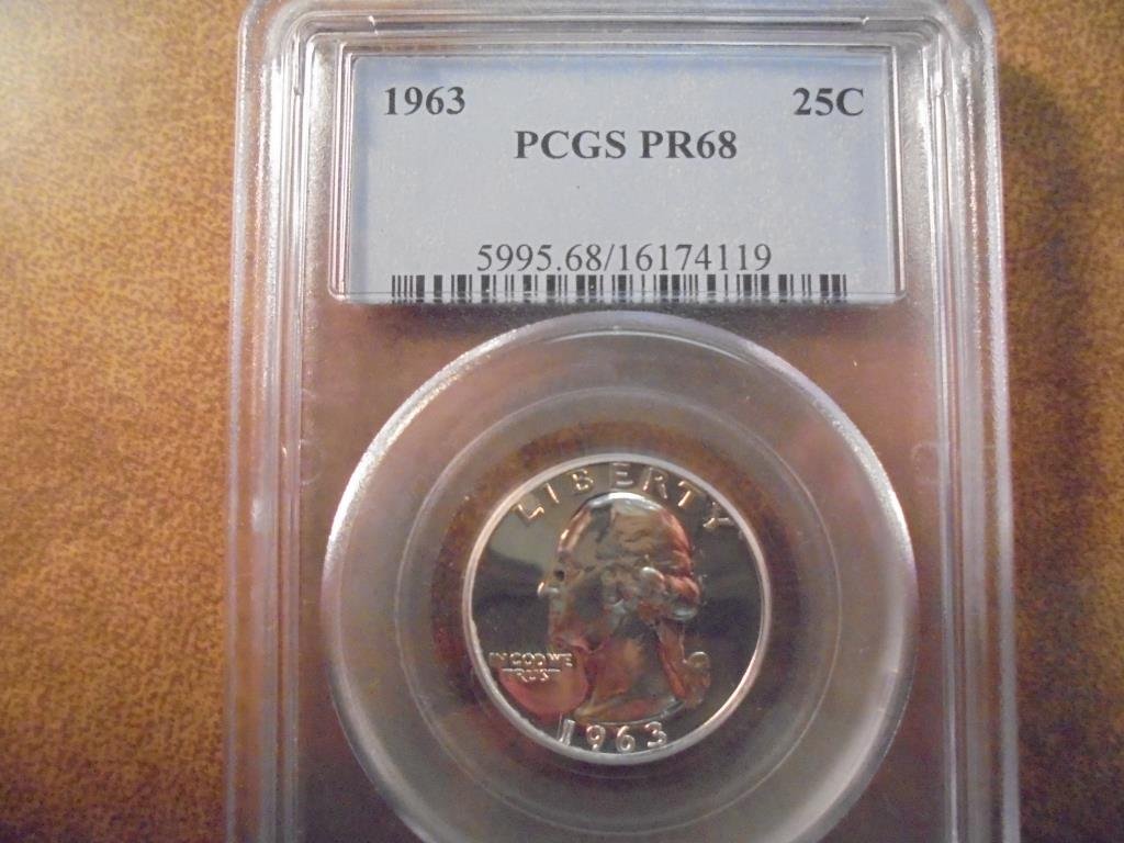 1963 WASHINGTON SILVER QUARTER PCGS PR68 (1 of 2)