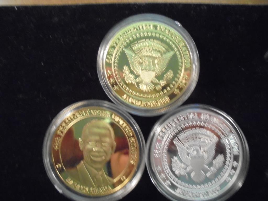 3-2009 BARACK OBAMA INAUGURATION TOKENS (PF) 2 ARE GOLD (1 of 2)