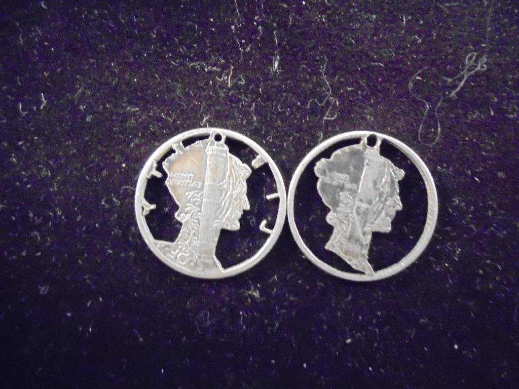 2 CUT OUT MERCURY DIMES (1 of 2)