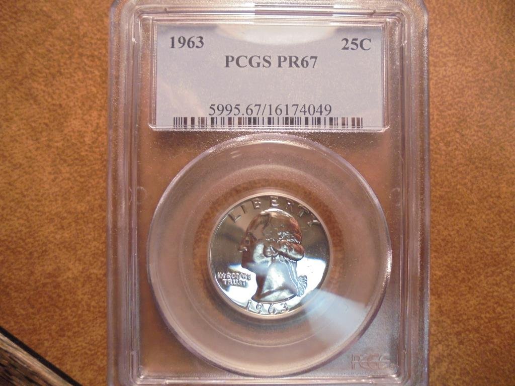 1963 WASHINGTON SILVER QUARTER PCGS PR67 (1 of 2)