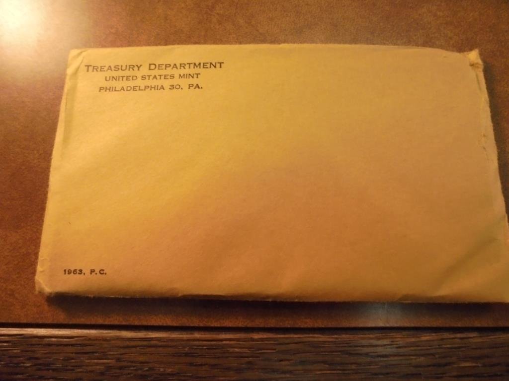 1963 US SILVER PROOF SET (WITH ENVELOPE) SEALED (1 of 2)