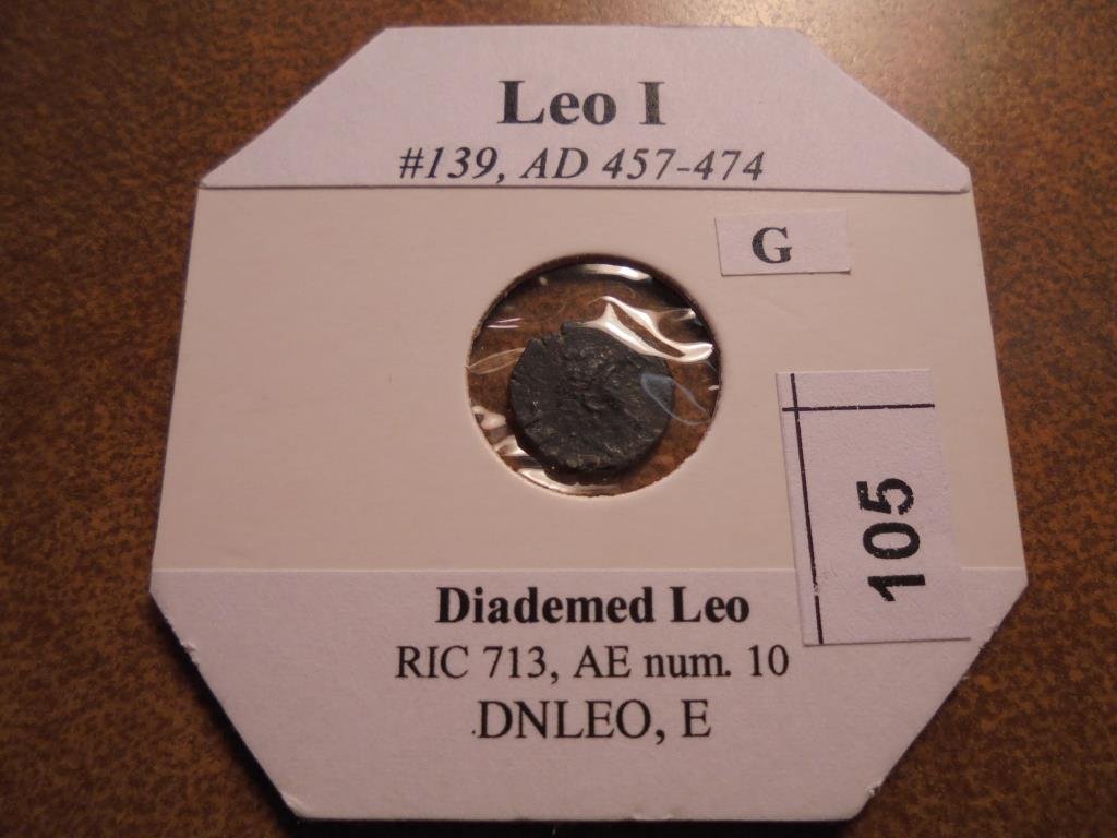 457-474 A.D. LEO I ANCIENT COIN: You must call or email us with your credit card number directly