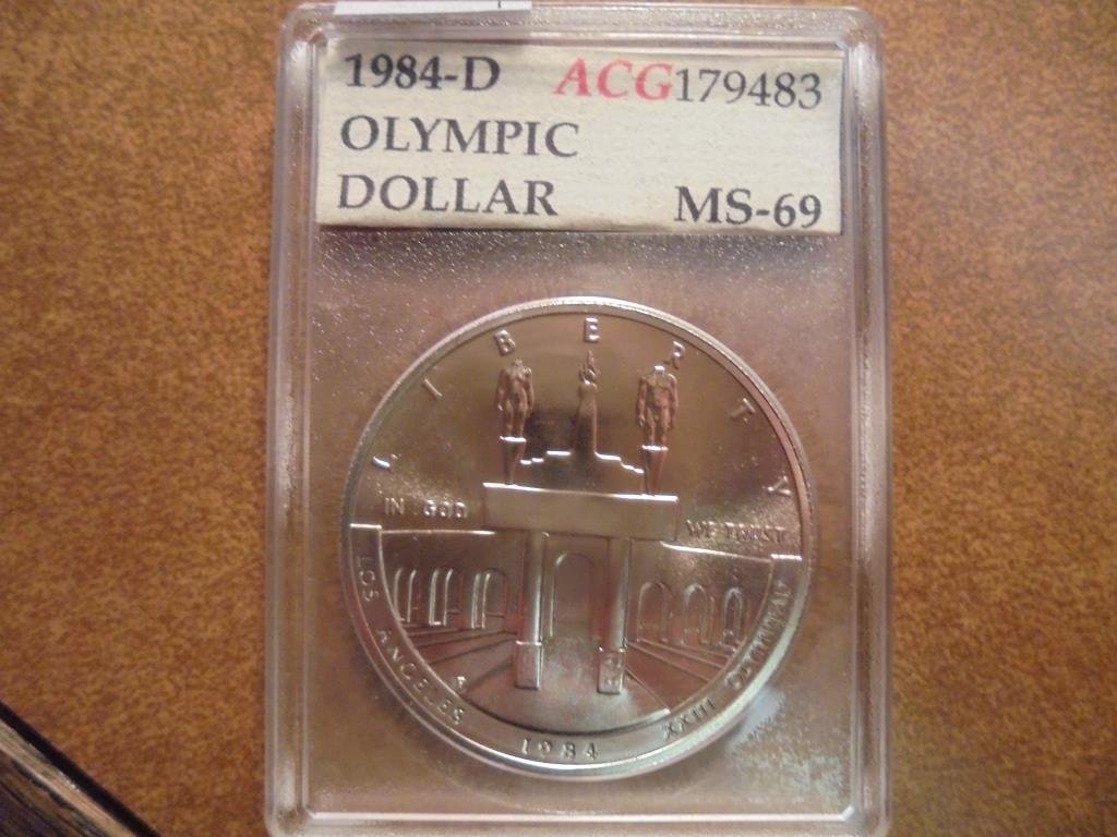 1984-D OLYMPIC SILVER DOLLAR UNC ACG SLAB (1 of 2)