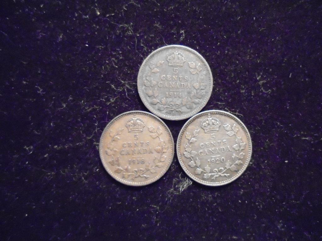 1914,18& 1920 CANADA SILVER 5 CENTS (1 of 2)
