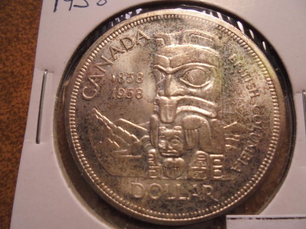 1958 CANADA TOTEM SILVER DOLLAR AU/UNC (1 of 2)