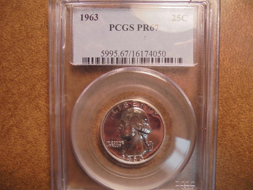 1963 WASHINGTON SILVER QUARTER PCGS PR67 (1 of 2)
