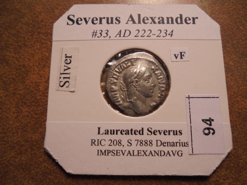 SILVER 222-234 A.D. SEVERUS ALEXANDER ANCIENT COIN VERY (1 of 2)