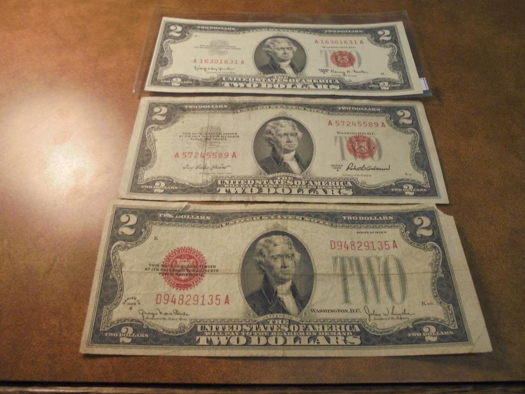 1928-G,53-A & 63-A $2 US NOTES RED SEALS (1 of 2)