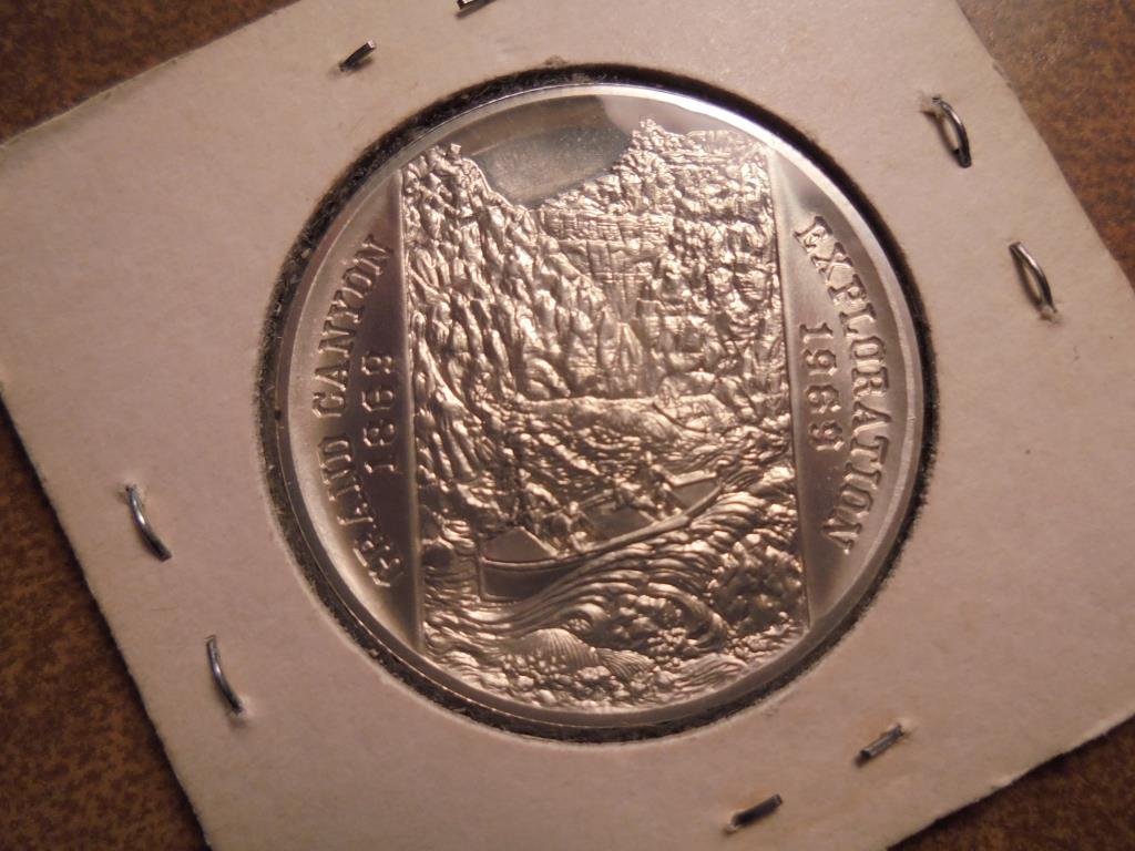 1834-1902 JOHN WESLEY POWELL STERLING SILVER ROUND UNC: ROUND UNC HERALDIC ART