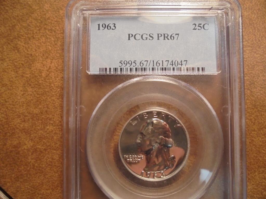 1963 WASHINGTON SILVER QUARTER PCGS PR67 (1 of 2)