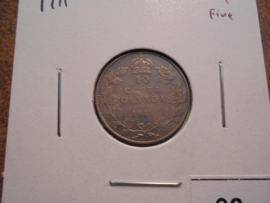 1911 CANADA SILVER 10 CENT (FINE) KEY DATE (1 of 2)