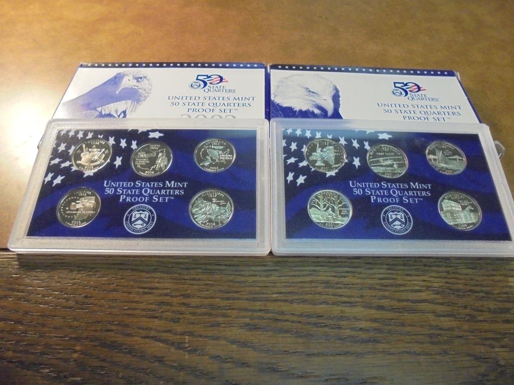 2001 & 2002 50 STATE QUARTERS PF SETS WITH BOXES (1 of 2)